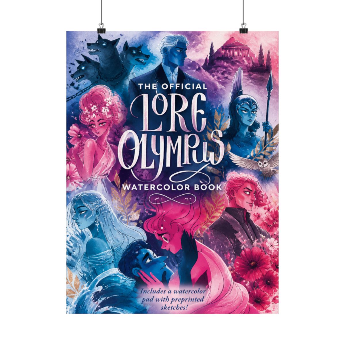 The Official Lore Olympus Watercolor Book: 20 simple watercolor lessons inspired by the #1 New York Times bestselling series and WEBTOON phenomenon ―... a watercolor pad with preprinted sketches! - alternate angle 1, merchandise
